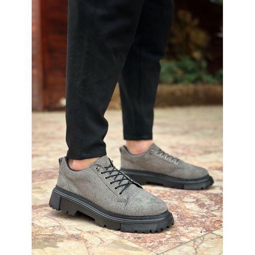 BA0245 Gri Süet Akıllı Lastik Bağcık Yüksek Taban Günlük Erkek Ayakkabı