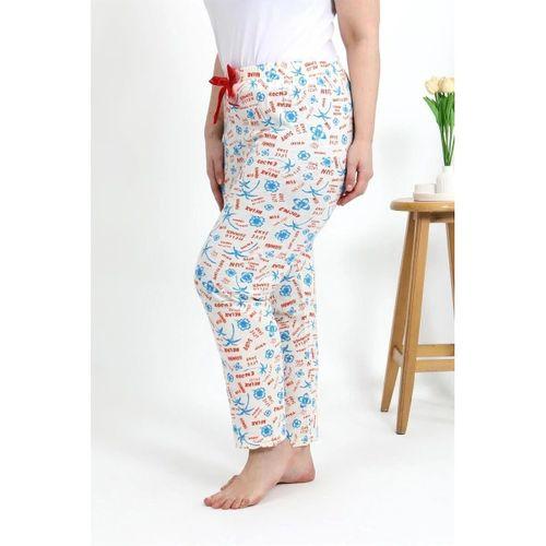 Kadın Pamuklu Büyük Beden Alt Pijama Ekru