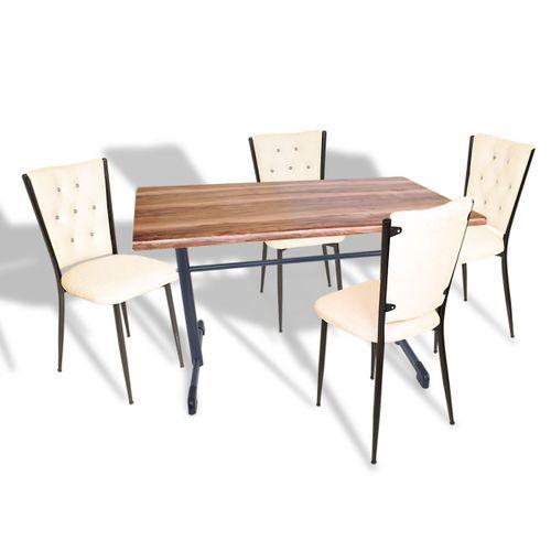 Dockers Halley - Kapitoneli Mutfak Masa Takımı - 70x120 (Werzalit, Wermodin veya Allzalit Tabla) - Indiana Wood-Krem