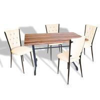 Dockers Halley - Kapitoneli Mutfak Masa Takımı - 70x120 (Werzalit, Wermodin veya Allzalit Tabla) - Indiana Wood-Krem