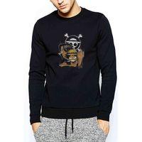 One Piece Baskılı Siyah Erkek Sweatshirt