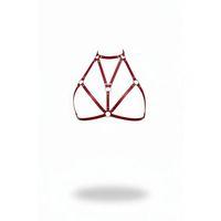 Bordo Göğüs Harness Deri Metal Halka Detaylı Yüksek Yaka - Brf244