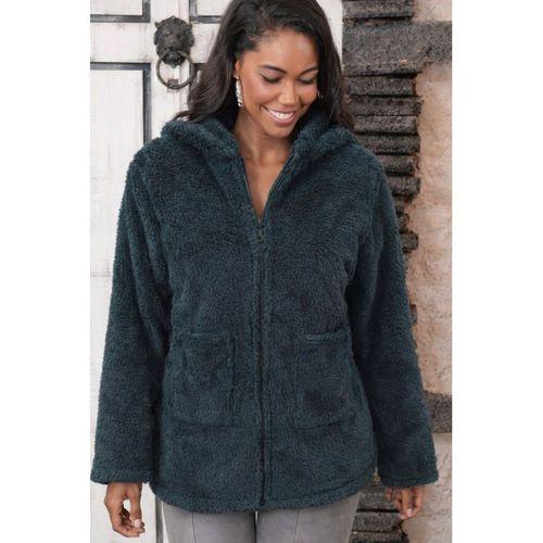 Kadın Uzun Kollu Kapşonlu önden Fermuarlı Cepli Welsoft Ceket