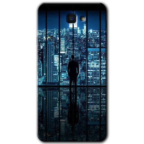 MRCİLETİSİM Samsung Galaxy J7 Prime Kılıf HD Desen Baskılı Arka Kapak + Temperli Cam - Şehir Manzarası