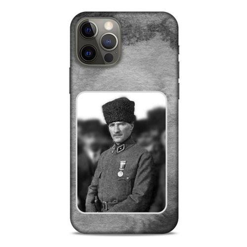 Apple iPhone 12 Pro Kılıf Atatürk (38) Neo Hybrid Kılıf Antrasit Taş