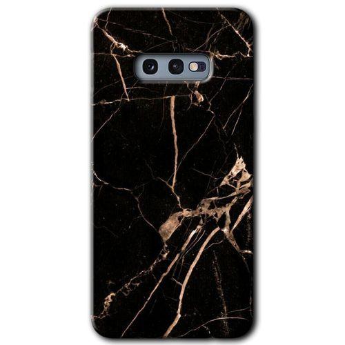 Galaxy S10e Kılıf HD Desen Baskılı Arka Kapak - Siyah Gold Mermer + Kırılmaz Cam