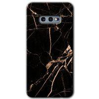 Galaxy S10e Kılıf HD Desen Baskılı Arka Kapak - Siyah Gold Mermer + Kırılmaz Cam