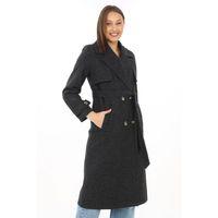 Premium Kaşe Kaban Uzun Boy, Balık Sırtı Yünlü Kaşmir Dokuma, Kruvaze Kuşaklı Astarlı - Siyah