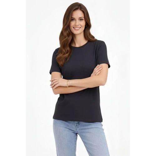 Bisiklet Yaka Tişört Regular Kalıp Basic Pamuklu Günlük Kullanım T-shirt - Füme