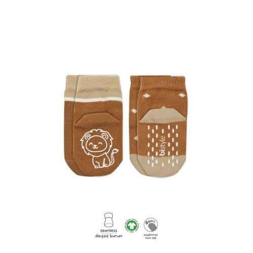Bistyle Hayvan Figürlü Kaymaz Erkek Soket Çorap 2'Li BS10119 Hardal