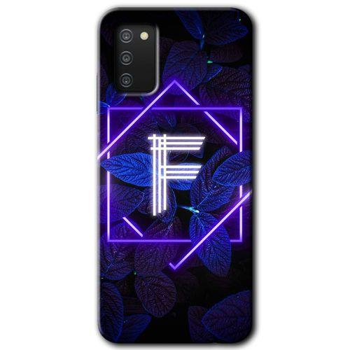 MRCİLETİSİM Samsung Galaxy A02s Kılıf Baskılı Kapak - Dark Neon Yaprak F Harfi + 5D Tam Kaplayan Cam
