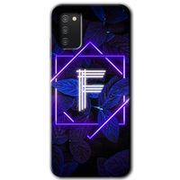 MRCİLETİSİM Samsung Galaxy A02s Kılıf Baskılı Kapak - Dark Neon Yaprak F Harfi + 5D Tam Kaplayan Cam