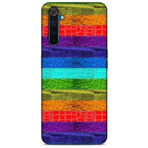Oppo Realme 6 Kılıf Patchwork (38) Neo Hybrid Kılıf Yeşil Kırmızı Mor