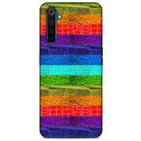 Oppo Realme 6 Kılıf Patchwork (38) Neo Hybrid Kılıf Yeşil Kırmızı Mor