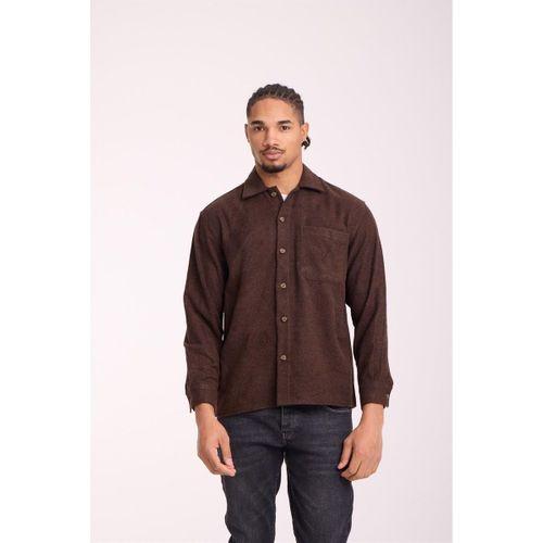 Frankel Kaşe Kumaş Tek Cepli Relaxed Fit Erkek Gömlek - Kahve