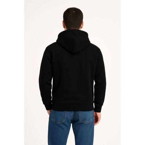 Erkek Üç İplik Kapüşonlu Kanguru Cepli SweatShirt Hoodie - Siyah