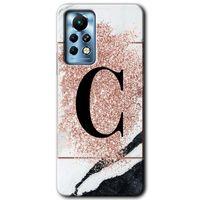 İnfinix Note 11 Pro Kılıf HD Desen Baskılı Arka Kapak - Pembe Mermer Desenli C Harfi