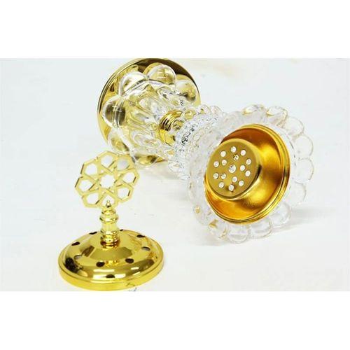 Buhurdanlık Cam Altın Dekorlu Kapak Ve Ayak