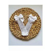 Beyaz Fileli Diz Altı Fiyonklu Kız Çocuk Çorap