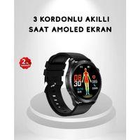 Amoled Ekranlı Akıllı Saat – 3 Kordon Seçenekli, Suya Dayanıklı, Kalp Atış Ve Uyku Takip Özellikli