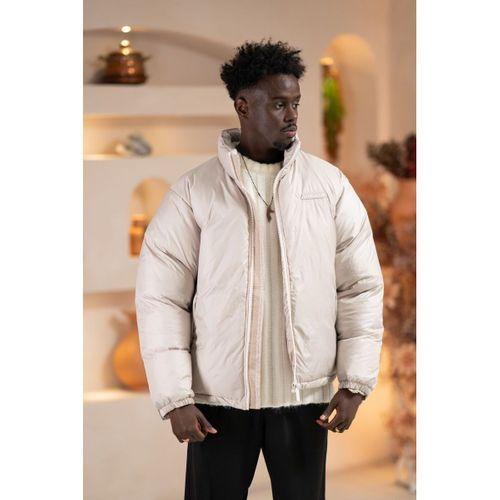 Oversize (Bol Kesim) Dik Yaka Fermuar Kapamalı Şişme Mont