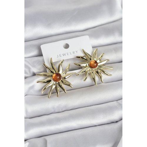 Güneş Model Gold Renk Pirinç Kadın Küpe