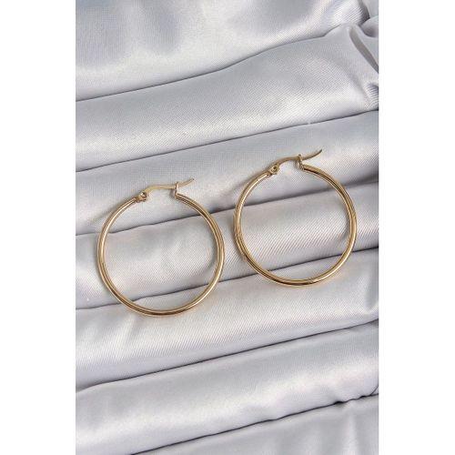 316 Çelik Gold Renk 33 mm Kadın Halka Model Kadın Küpe