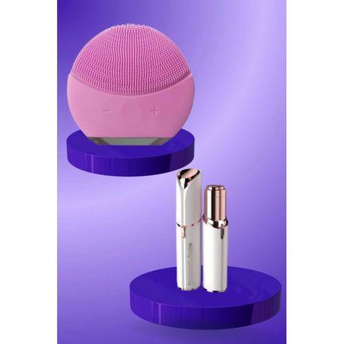 Kaş Bıyık Ve Yüz Epilasyon Aleti Ve Titreşimli Yüz Temizleme Masaj Aleti İkili Set