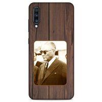 Samsung Galaxy A70s Kılıf Atatürk (28) Arka Kapak Kahve Tahta