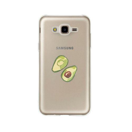 Samsung J7 Avokado Art Desenli Premium Şeffaf Silikon Kılıf
