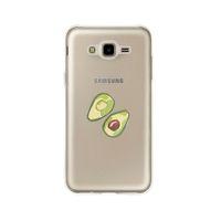 Samsung J7 Avokado Art Desenli Premium Şeffaf Silikon Kılıf