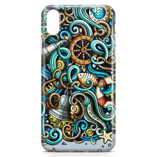 Apple iPhone XR Kılıf Deniz Malzemeleri Doodle Arka Kapak Koruma Desenli Full Koruyucu