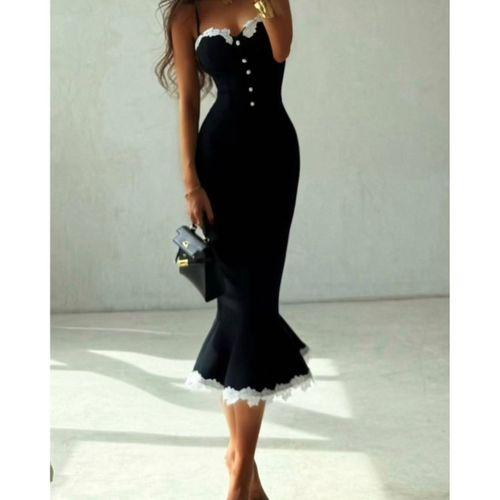 Kadın Güpür Dantel Detaylı Gizli Fermuarlı Midi Boy Elbise