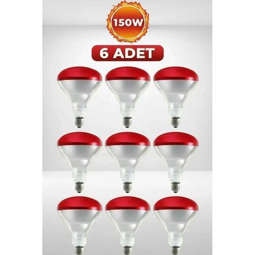 6 Adet  150w Kızılötesi Isıtıcılı Hayvan Isıtma Ve Kuluçka Lambası  kırmızı Işık  E27  kalın Duy