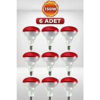 6 Adet  150w Kızılötesi Isıtıcılı Hayvan Isıtma Ve Kuluçka Lambası  kırmızı Işık  E27  kalın Duy