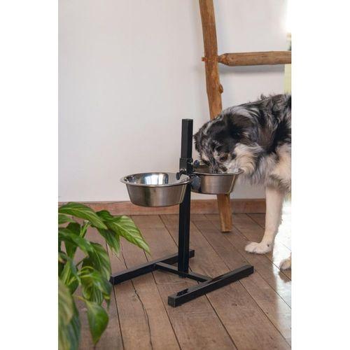 Beeztees Köpek İkili Mama Su Kabı, Ayaklı, Paslamaz Çelik, 25cm, 2x2,5L