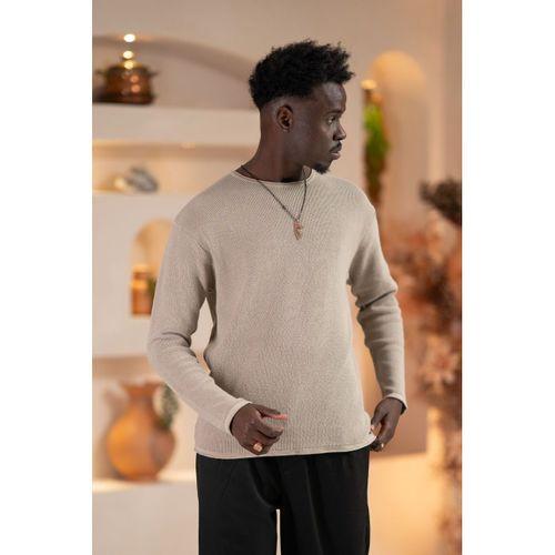 Regular Fit Likralı Kendinden Çizgili Mevsimlik Spor Kazak