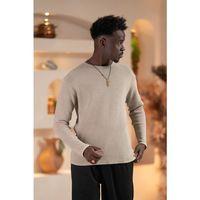 Regular Fit Likralı Kendinden Çizgili Mevsimlik Spor Kazak