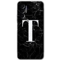 Tecno Pova 3 Kılıf HD Desen Baskılı Arka Kapak - Siyah Mermer Desenli T Harfi
