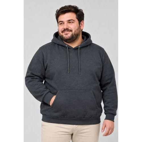 Erkek Battal Büyük Beden Üç İplik İçi Şardonlu Kapüşonlu Kanguru Cepli Kışlık Sweatshirt - Füme