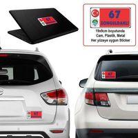 67 Zonguldak - Memleket Sticker - Şehir - Arma, Araba, Cam, Laptop Etiket Sticker 19x9cm
