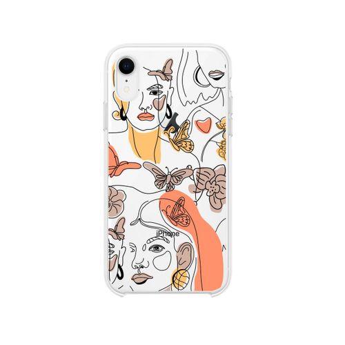 iPhone XR Women Line Style Lens Korumalı Şeffaf Telefon Kılıfı