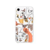 iPhone XR Women Line Style Lens Korumalı Şeffaf Telefon Kılıfı