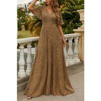 Kadın Kısa Kollu V Yakalı Desenli Süprem Elbise