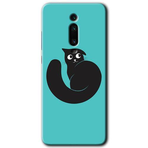 Xiaomi Mi 9T Kılıf HD Desen Baskılı Arka Kapak+Temperli Cam - Cat Vector