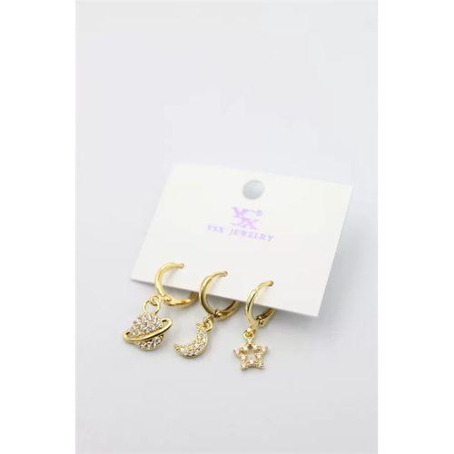 3'lü Gezegen Küpe - Altın