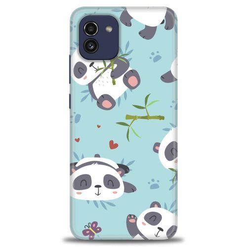 Samsung Galaxy A03 Kılıf HD Baskılı Kılıf - Pandalar + Tam Ekran Koruyucu