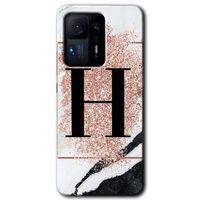 Xiaomi Mi Mix 4 HD Baskılı Kılıf + 9D Tam Ekran Koruyucu - Pembe Mermer Desenli H Harfi