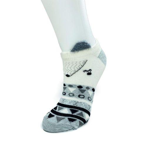 4 Çift Yumuşak Ponpon 3 Boyut Kulaklı Desenli Pamuklu Kadın Bilek Çorap