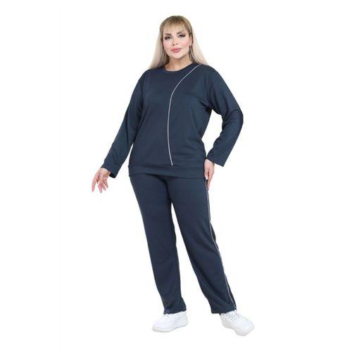 Melsay Butik Indıgo Gri Çizgi Detay Modal Büyük Beden Kadın Eşofman Takımı